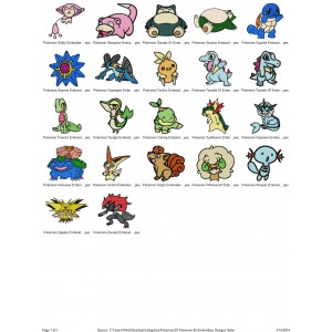 Package 22 Pokemon 05 Embroidery Designs